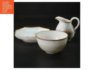 Vintage kinesisk Porcelænsservice med landskabsmønster (str. Tallerken, 13 cm. skål, 8 cm. kande 8 cm)