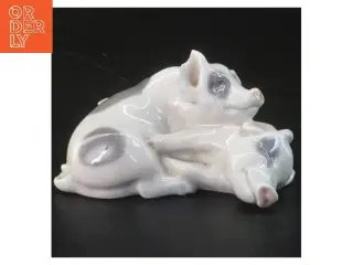 Porcelænsfigur med sovende grise fra Royal Copenhagen (str. 11,5 cm)