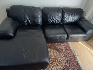 Lædersofa med Chaiselong 