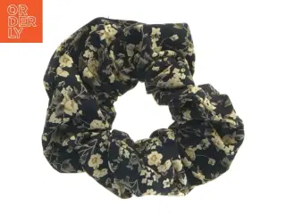 Hår elastik med blomstermønster, scrunchie (str. Ø 11 cm)