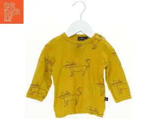 Langærmet bluse med kattemønster (str. 74)