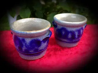 * 2 mini-krukker - i saltglaseret keramik