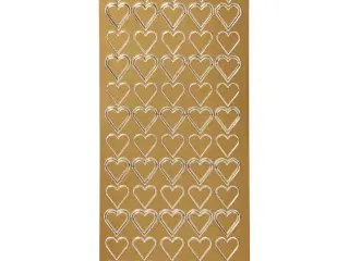 Stickers, hjerter, ark 10x23 cm, guld, 1 ark