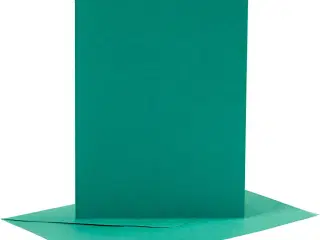 Kort og kuverter, kort str. 10,5x15 cm, kuvert str. 11,5x16,5 cm, 110+230 g, mørk grøn, 6sæt/ 1 pk.