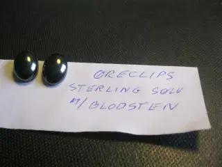 Øreclips sterling sølv med blodsten par