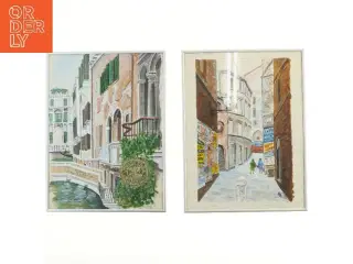 To indrammede billeder af bylandskaber (str. 2 stk 41x31 cm)