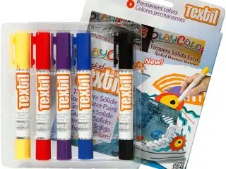 Playcolor Tekstilfarver - 6 Assorterede Voksfarver