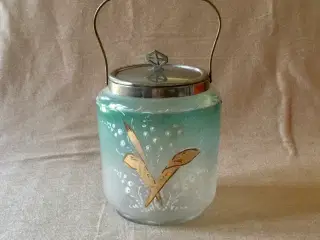 Kiksespand i smukt lasur bemalet glas