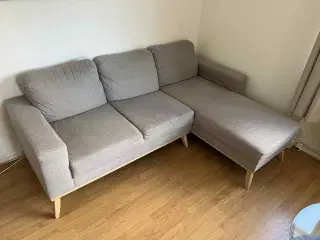 Sofa med chaiselong, grå