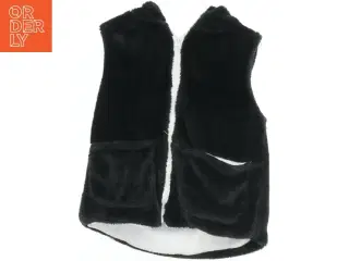 Sort plysvest med bamsehætte (str. M)