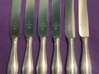 6 pletsølv middagsknive
