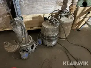 Parti Drænpumper Grundfos UNILIFT AP35B samt to øvrige kraftige dykpumper.