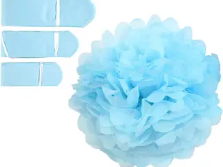 Papirpomponer, diam. 20+24+30 cm, 16 g, lyseblå, 3stk./ 1 pk.