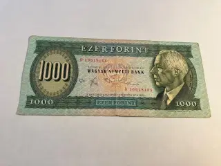 1000 Forint Ungarn - Bemærk kuglepen på front