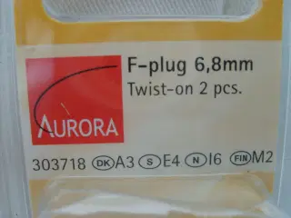 F-Connector han 6,8 mm. 2 stk.