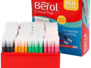 Berol Colourfine Tusch, streg 0,3-0,7 mm, ass. farver, 288stk./ 1 pk.