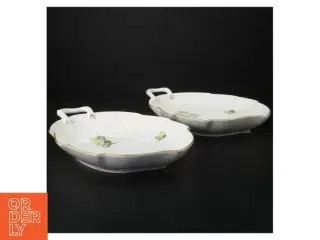 To porcelænsfade med erantismotiv og guldkant fra B&G (str. 25 cm)