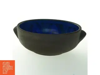 Keramisk skål med blå inderside (str. Ø. 22 cm)