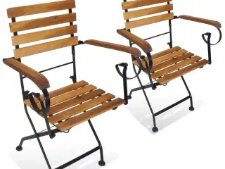 Foldbare havestole 2 stk. stål og massivt akacietræ