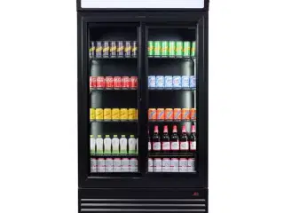  Displaykøleskab 780 L – sort – med skydedøre