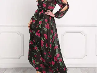 kjole-Maxi .Skøn Rosen print. str: Med-Large-XL 