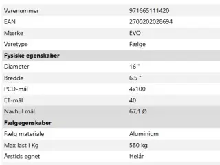 2 stk. alufælge med dæk.