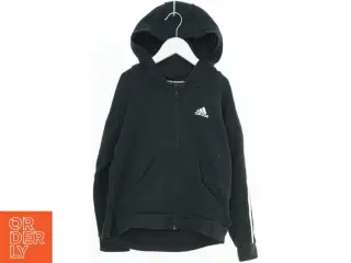Sort hættetrøje med lynlås fra Adidas (str. 140)