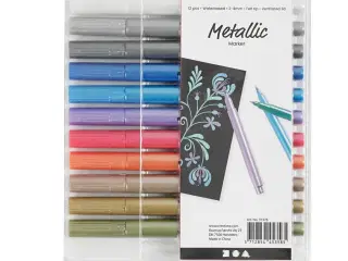 Metallic Tusch 12 stk. - 2-4 mm i Flotte Farver