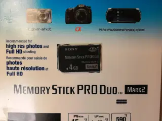 SONY Memory Stick PRO Duo Mark2 hukom. kort 4GB   