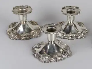 4 Lysestager af sølv