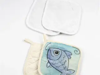 4 stk. Grydelapper i 100% Bomuld - Lys Natur, 20x20 cm