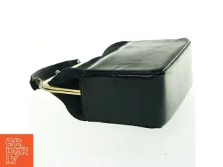 Sort håndtaske med guldfarvet ramme (str. 22x8x20 cm)
