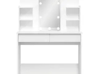 Makeupbord med LED-lys 96x40x142 cm hvid
