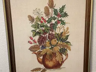 Broderet billede i ramme 70 x 56cm