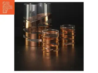 Glassvaser med kobberfarvet mønster fra Stelton (str. Ø 11x16 og Ø 5,5x7,3 cm)