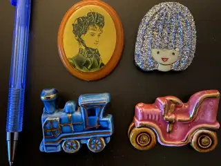 4 sjove vintage brocher