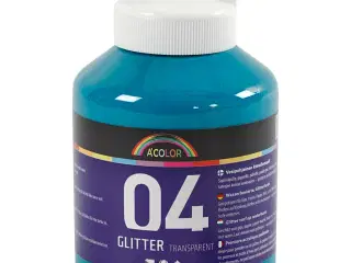 Turkis Glitter Akrylmaling 500ml - Strålende Effekt
