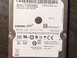 1 stk. Samsung 2,5" harddisk på 250GB