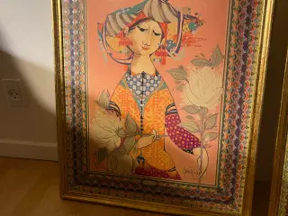 Bjørn Wiinblad billeder i bladguldramme