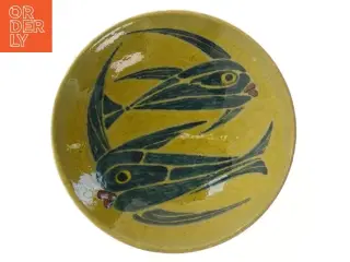 Keramisk skål med fiskemotiv (str. 16,5 cm)