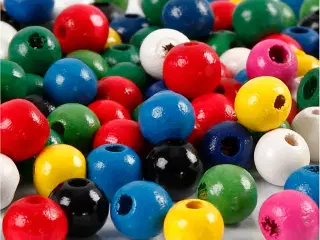 Træperlemix, diam. 8 mm, hulstr. 2 mm, ass. farver, 200g/ 1 pk.