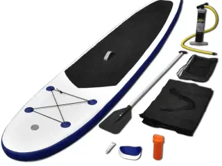 Oppusteligt standup-paddleboardsæt blå og hvid