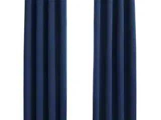 Lysdæmpende gardiner 2 stk. med metalringe 140 x 225 cm blå
