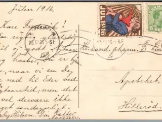 Julemærke 1916 på Postkort