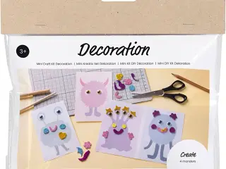Mini DIY Kit Dekoration, Monstercollage, pastelblå, pastelgrøn, pastelpink, pastellilla, 1 pk.