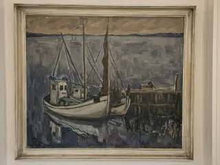 Maleri af fiskerbåde fra Drejø
