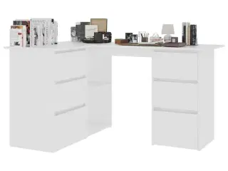 Skrivebord til hjørne 145x100x76 cm konstrueret træ hvid