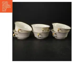 Porcelænssupperkopper med underkopper og guldkant fra KPM (str. Ø. 13 cm)