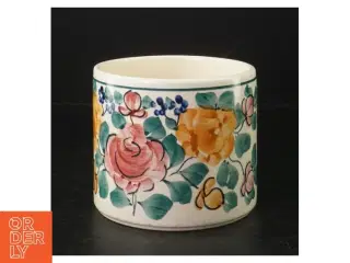 Fajance skål med Håndmalet blomstermotiv (str. H. 10,5 cm. ø. 12 cm)