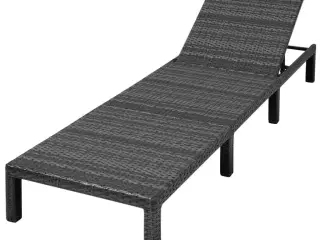Liggestol med hynde polyrattan sort